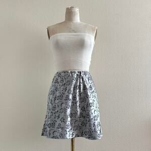 handmade silver black floral print mini skirt